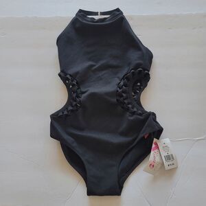 California Kisses black one piece open sides swimwear juniors size M fits S